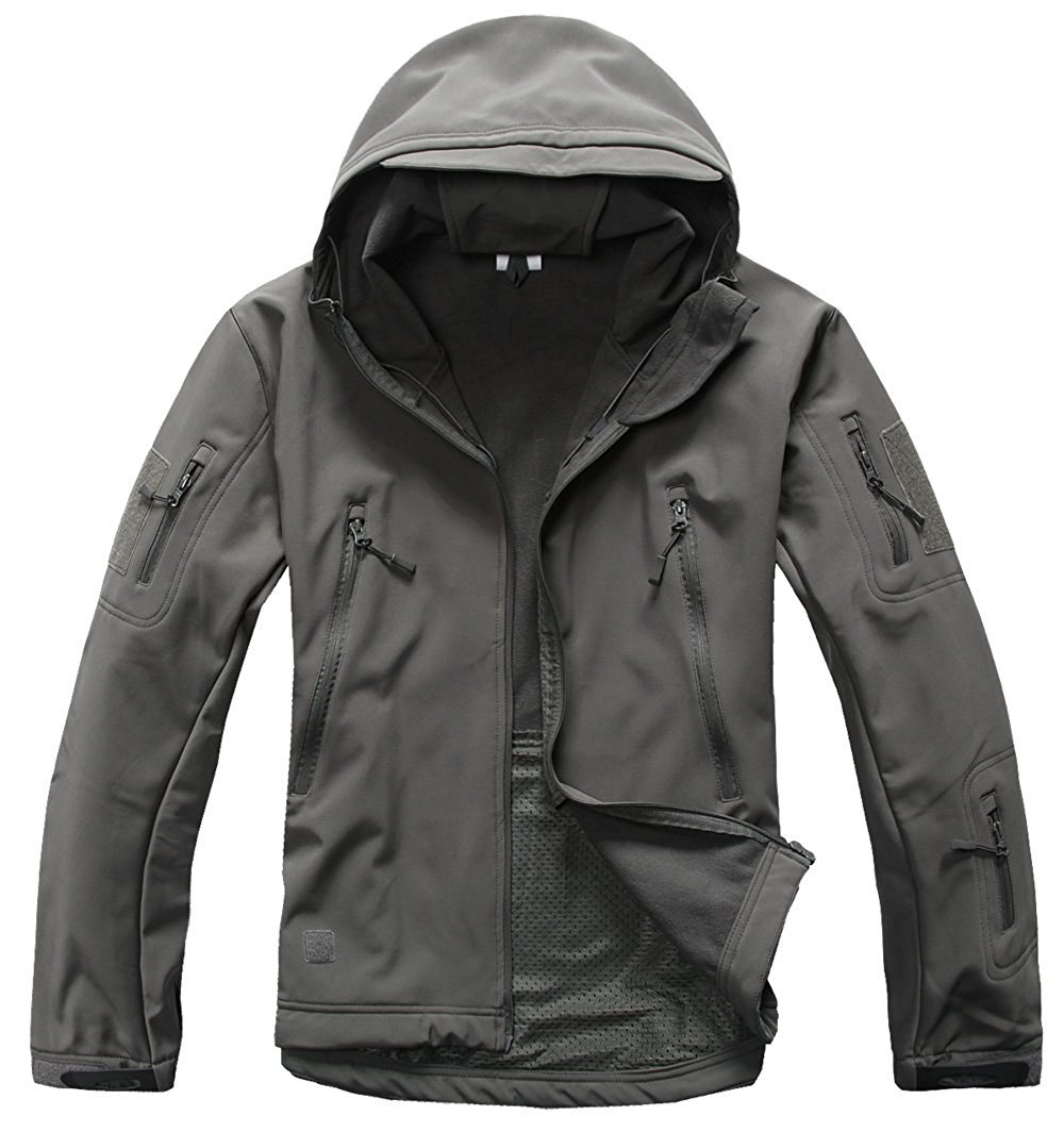 Xiaolv88 Men's Military Softshell Tactical Jacket Hooded Fleece Coat