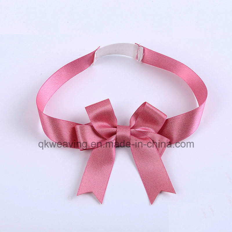 Double Face Satin Pink Ribbon Packing Bow with Elastic Tape