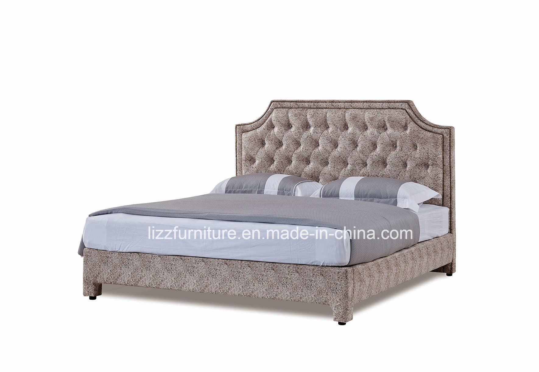 Classic Bedroom Furnishing Set Luxury King Size Leather Bed