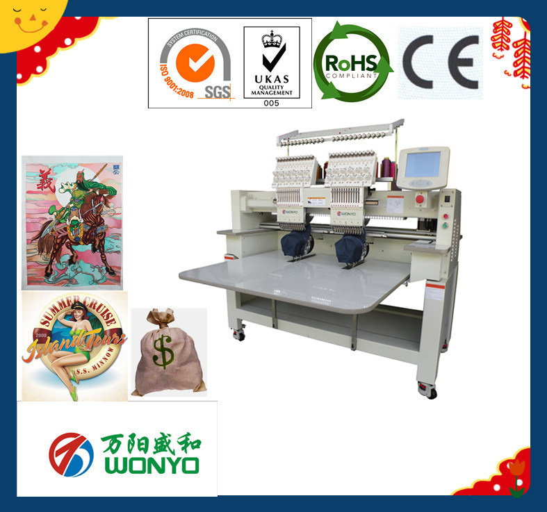 China Cheap 2 Heads Cap Embroidery Machine with Topwisdom Spare Parts.