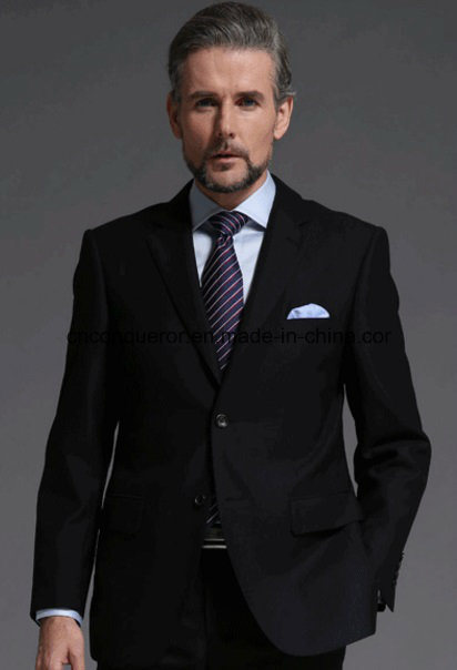 Tailored Business Slim Fit Wool Classic Fit Black Mens Suit