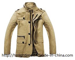 Men's Clothing 100%Cotton Woven Washing Jacket with Collar Zipper (RTJ14003)