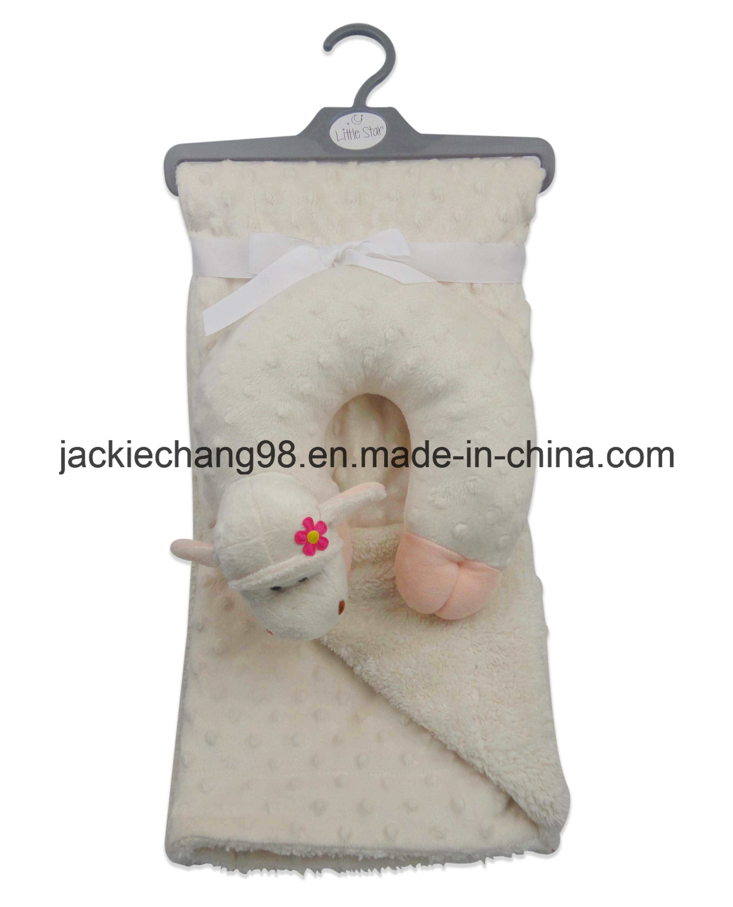 Embossed Micro Mink Baby Blanket with Animal Shape Pillow
