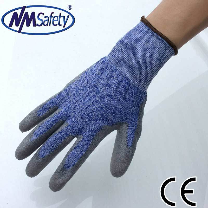 Nmsafety Thin PU Coated Cut Resistant Hand Work Protection Glove