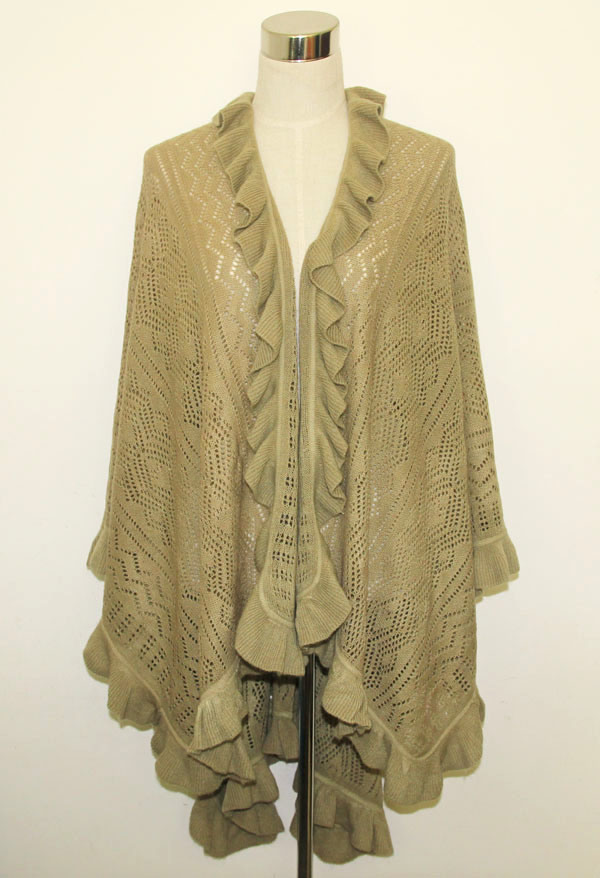 Lady Fashion Hollow Pashmina Acrylic Knitted Ruffle Shawl (YKY4157)
