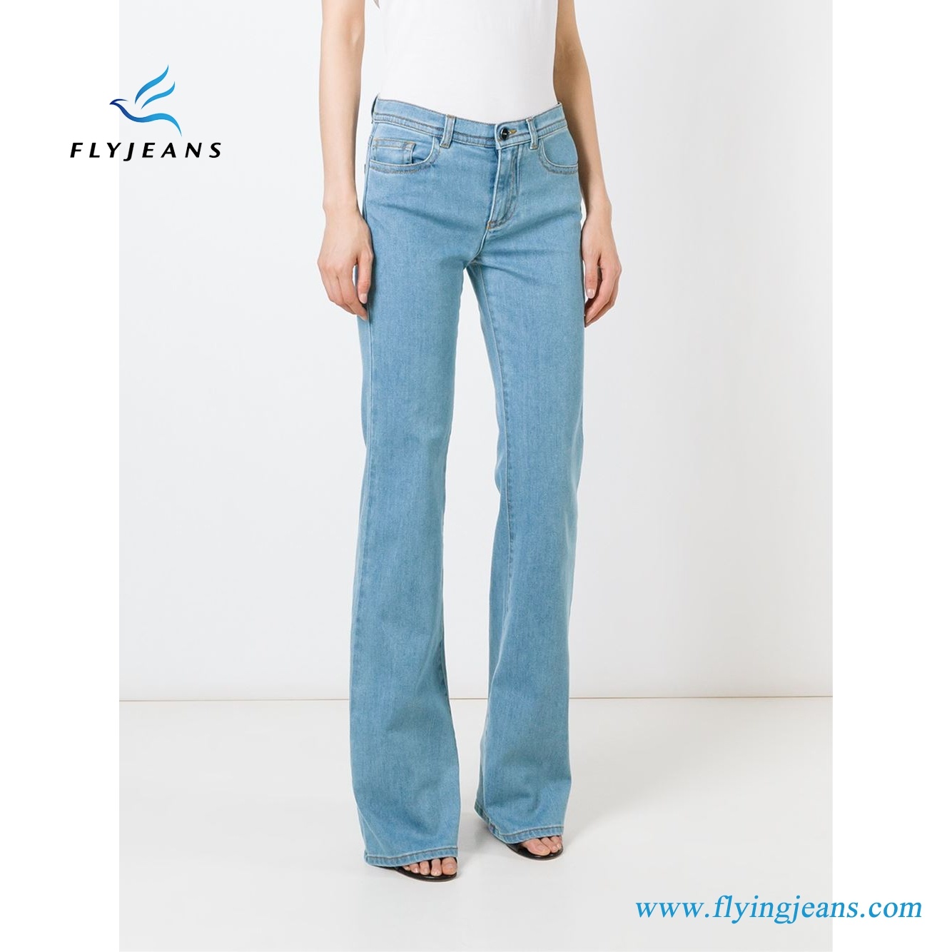 Fashion Women Denim Blue Stretch Cotton Bootcut Jeans