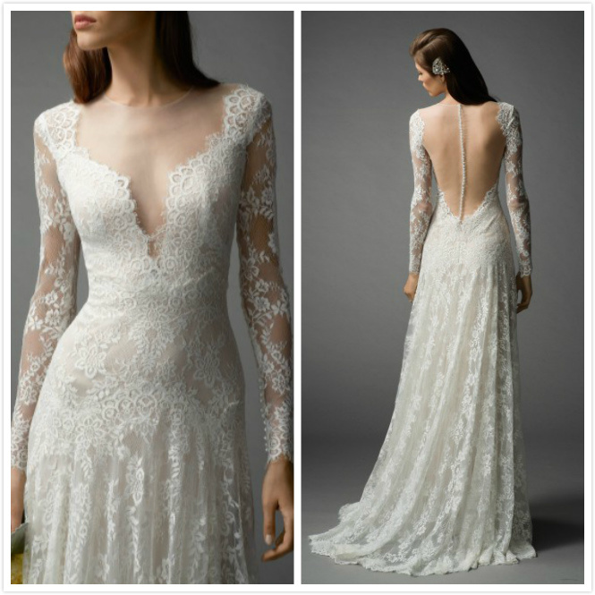 Simple Lace Bridal Gown A-Line Backless Beach Wedding Dress Lb1804