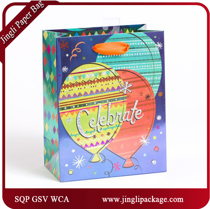 Decorative Birthday Paper Bags Hologram Printing Printed Gift Bags with Printing