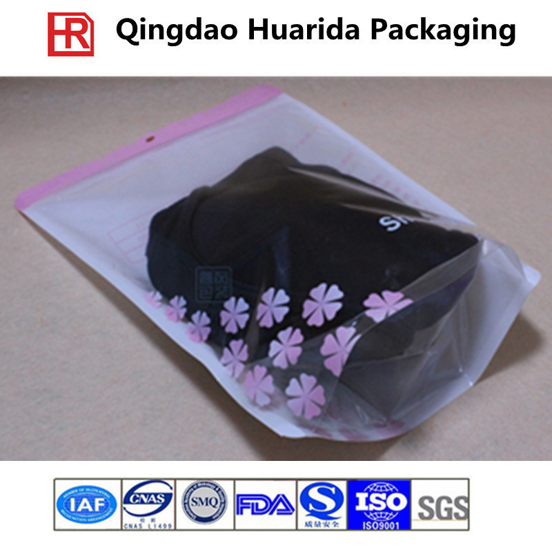 Three Side Seal Plastic Cheap Zipper Underwear Plastic Packaging Bags