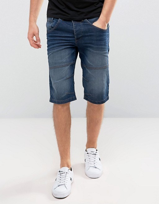 Men's Solid Denim Shorts in Blue