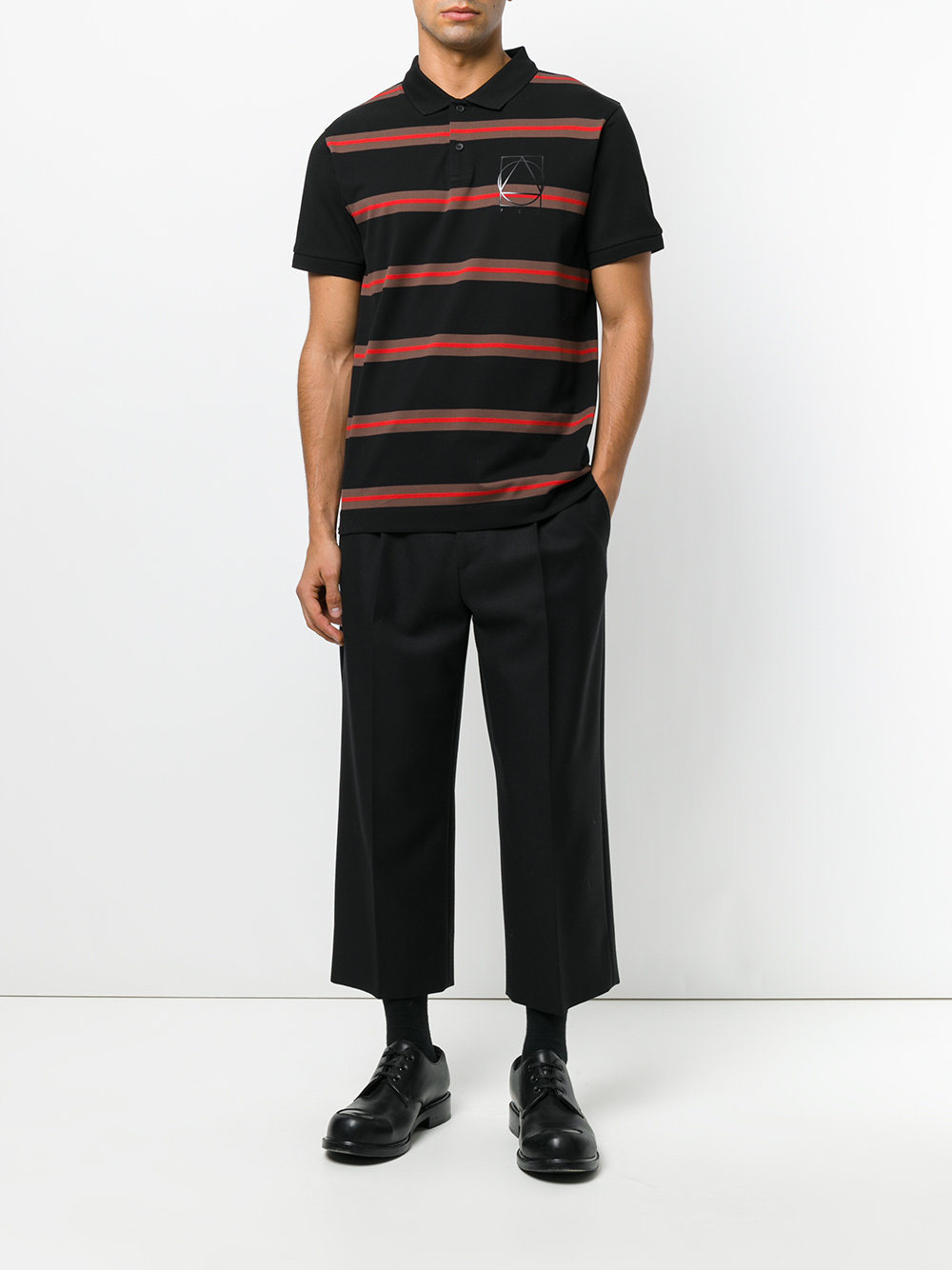 Men's Printed Striped Short Sleeves Polo Shirt