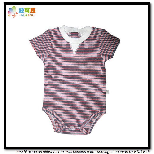 Stripe Printing Baby Garment Organic Cotton Infant Bodysuit