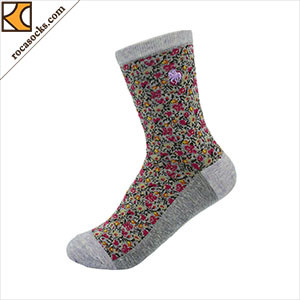 Flower Designs on Light Grey Ankle Sock for Women (165025SK)