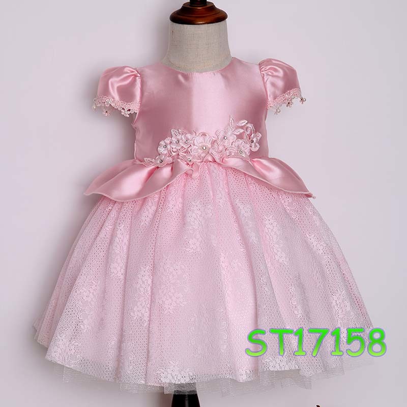 Lovely Pink Satin Princess Tutu Dresses for Girls (ST17158)