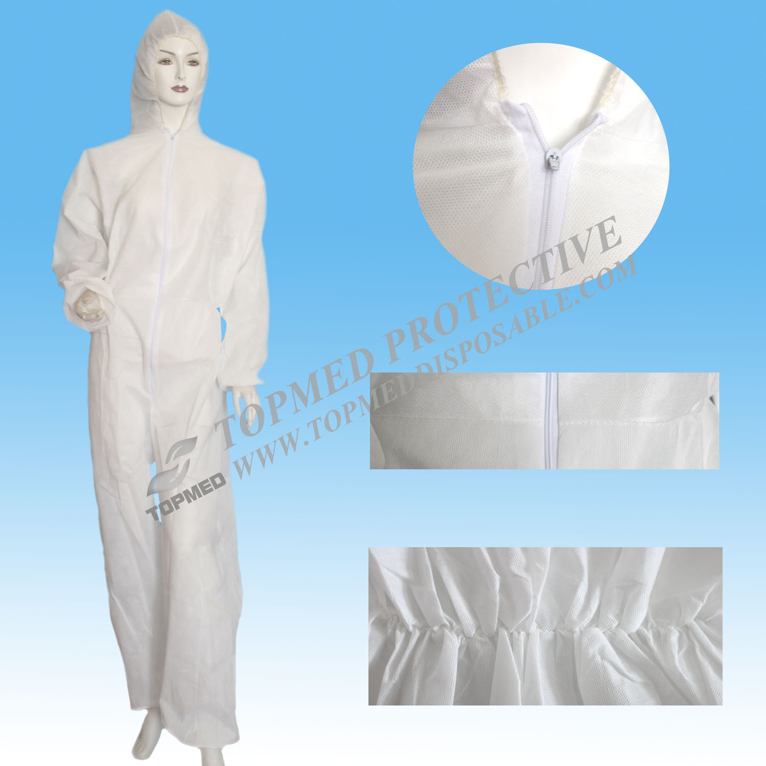 Disposable PP Coverall with Hood Topmed Brand