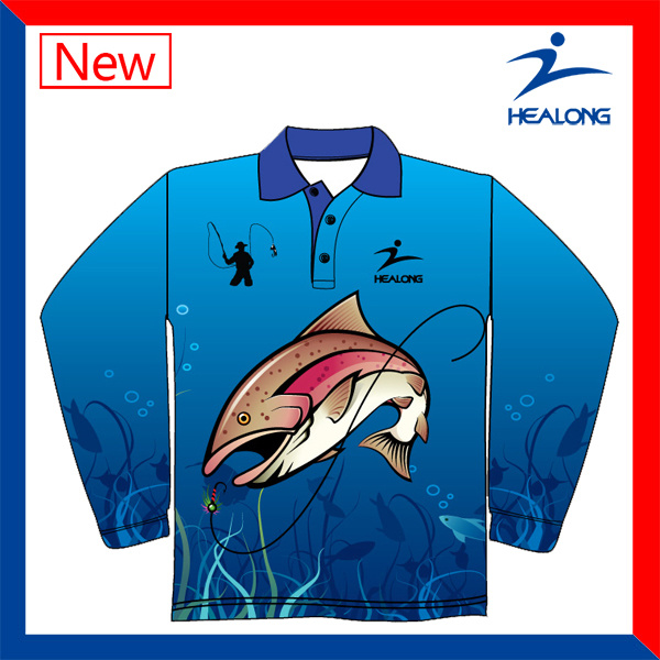 Healong Sportswear Sublimation Custom Wholesale Mens Team Fishing Jerseys Shirts