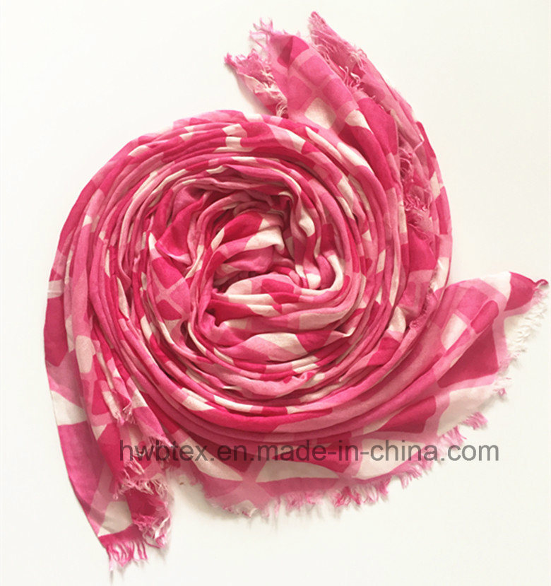Soft Geometic Printed Pink Viscose Lady Scarf (HWBVS24)