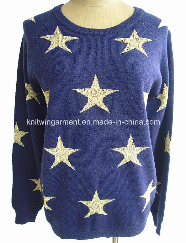 Ladies' Fashion Pullover Sweater with Print (16-056)