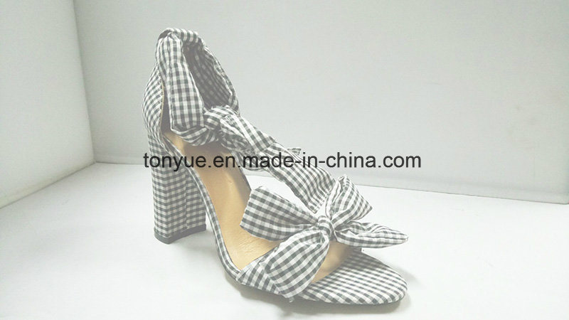 Women Shoes Lady PU Leather Shoes Fabric Heel Sandals