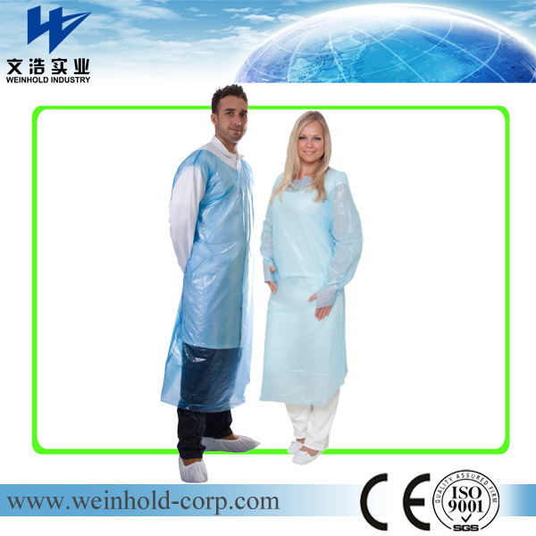 Disposable PE Apron with Sleeves with Open Back