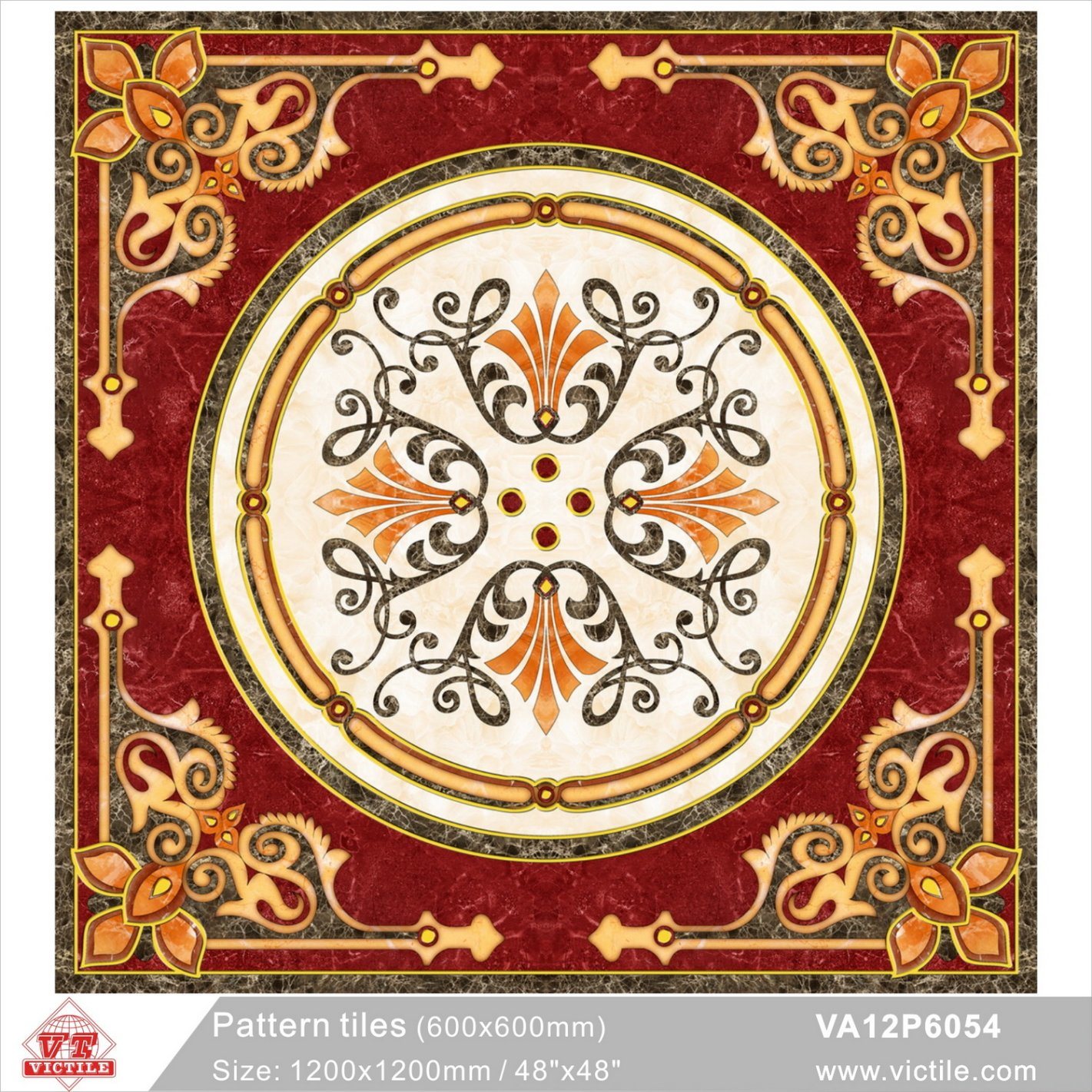 Building Material Customized Pattern Floor Carpet Tile (VA12P6054, 600X600mm+1200X1200mm)