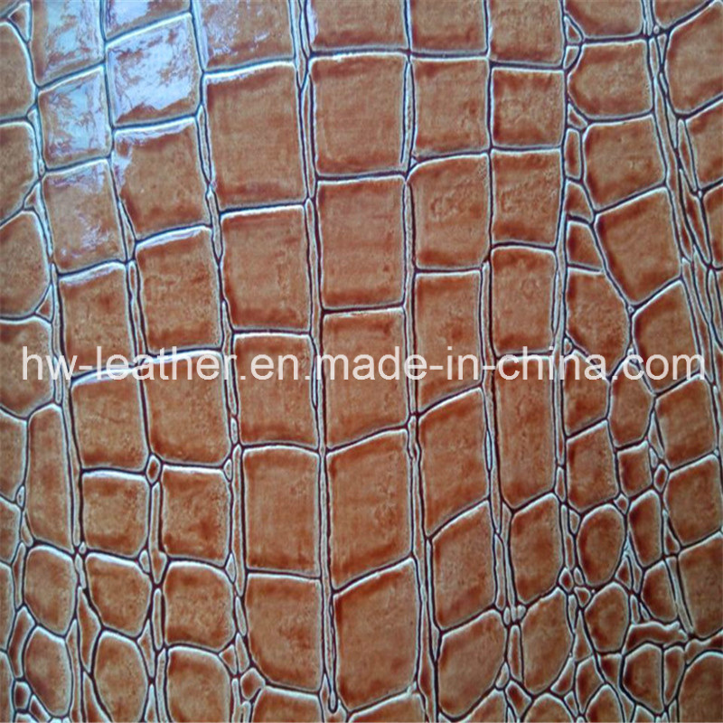 Croco Design PVC Leather for Upholstery Furniture Hw-844