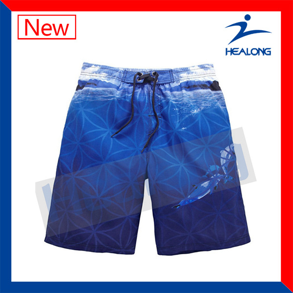 Healong Newest Design Sportswear Sublimation Board Beach Shorts