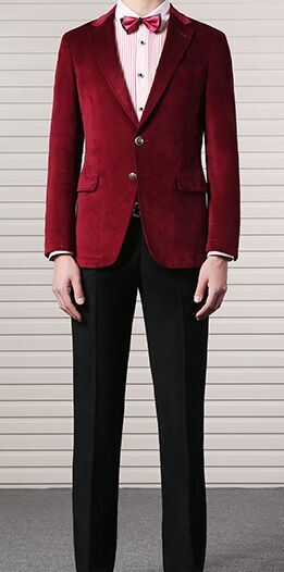 Men Two Buttons Velvet Fashion Casual and Slim Jacket