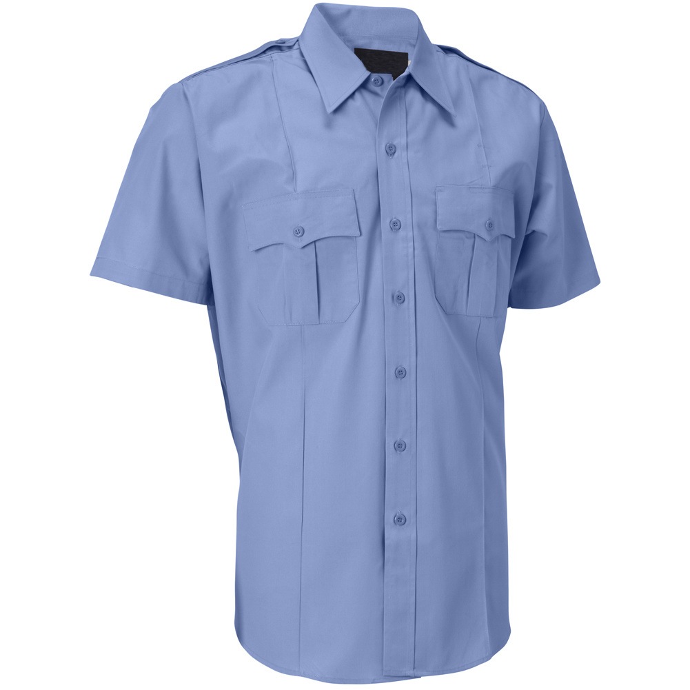 Men's Light Blue Short Sleeved Polycotton Police Army Pilot Dress Work Uniform Shirt