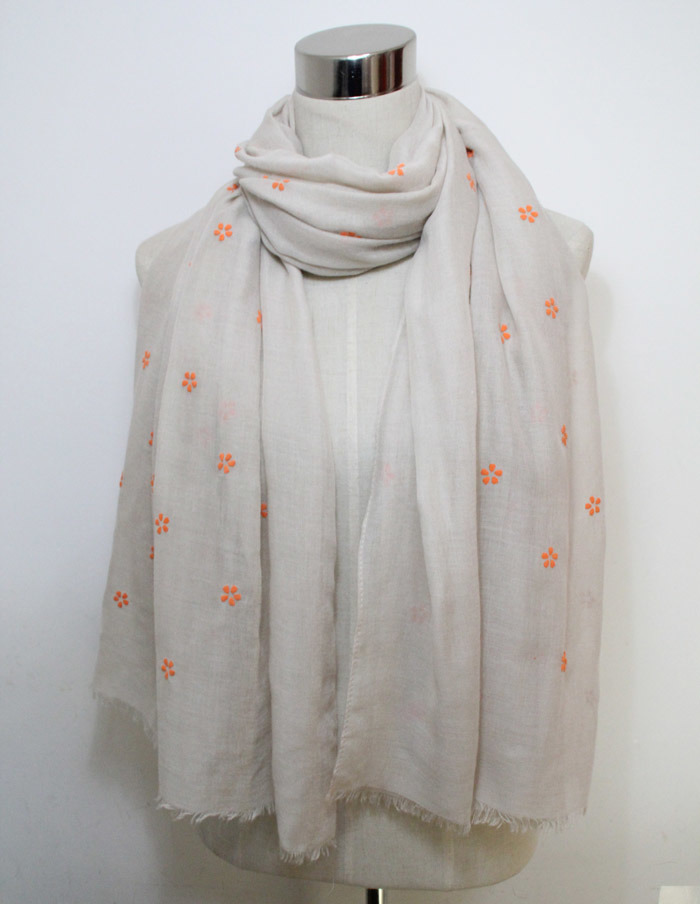 Women Fashion Flower Cotton Voile Spring Silk Scarf (YKY1073)