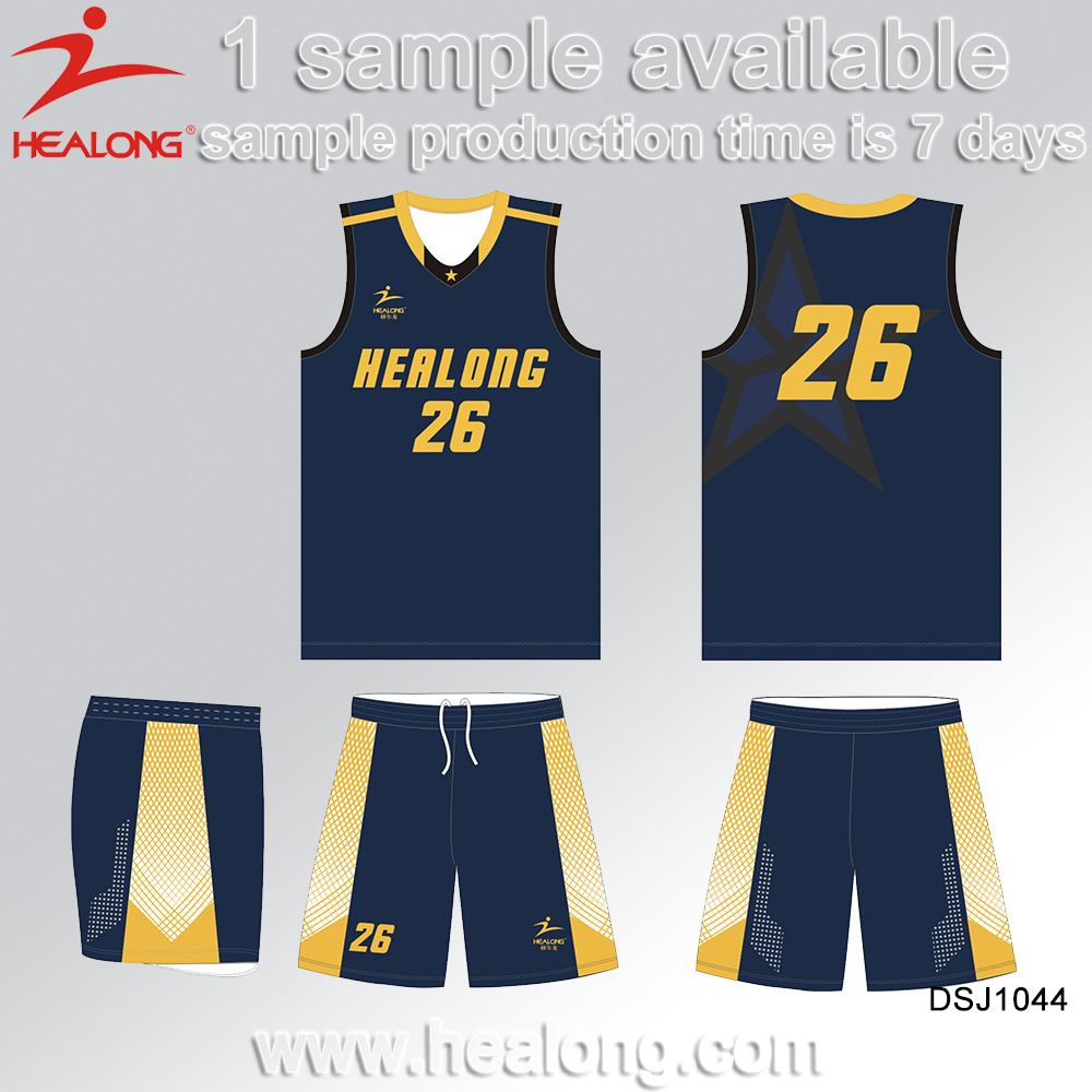 Healong Wholesale Sublimation Polyester Team Basketball Jersey Set Suit