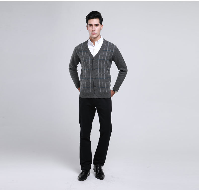 Yak Wool/Cashmere V Neck Cardigan Long Sleeve Sweater/Garment/Clothing/Knitwear