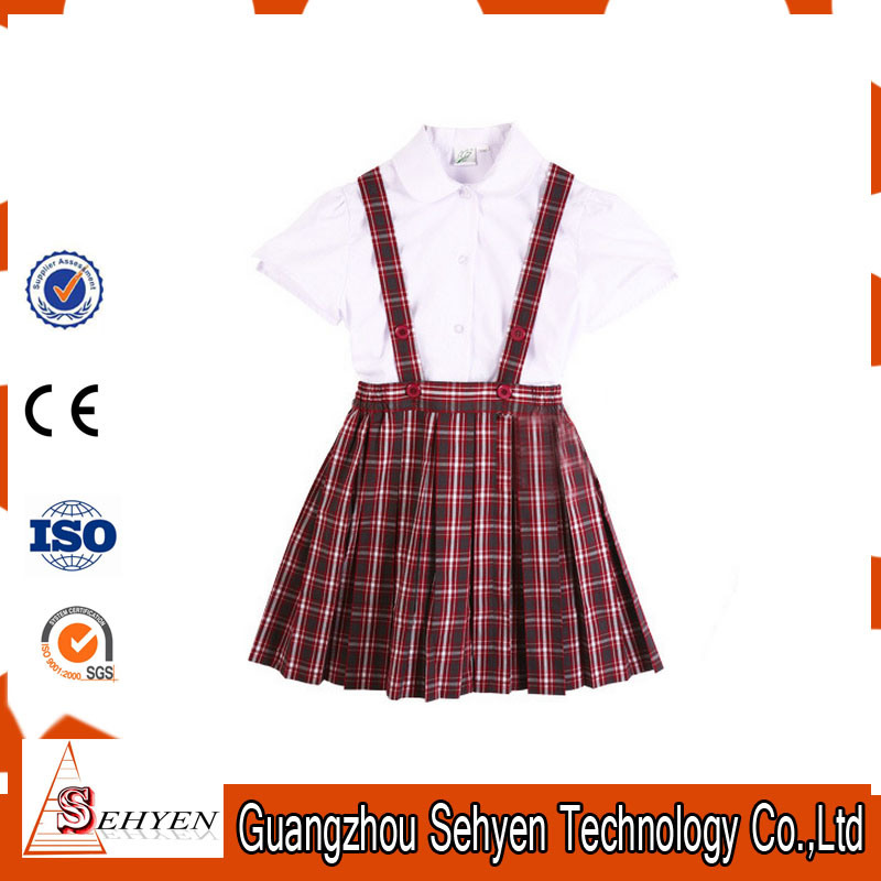Wholesale White Cotton Shirt and Scottish Skirt School Uniform