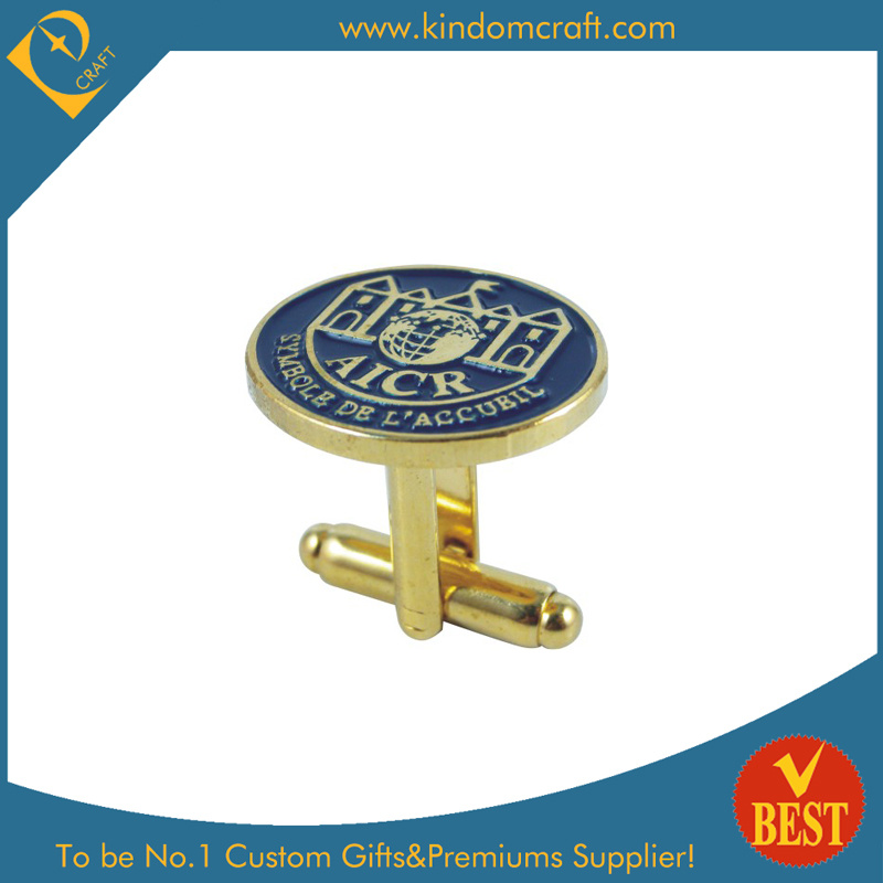 Golden Oval Shape Logo Metal Cufflink for Sale Promotional Gift
