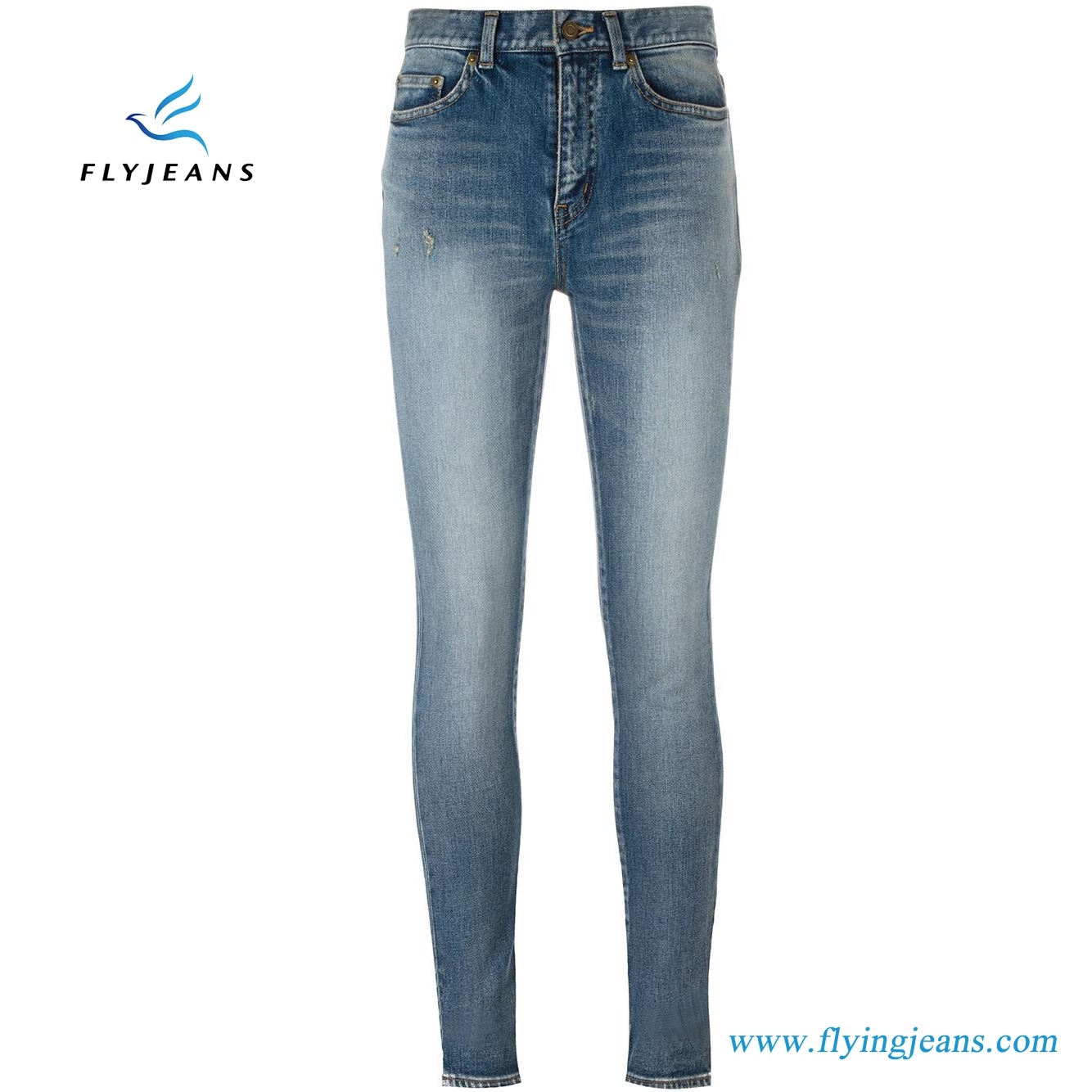 Blue Cotton Blend Classic Skinny Women Jeans Ladies Stretch Denim (Pants e. p. 419)