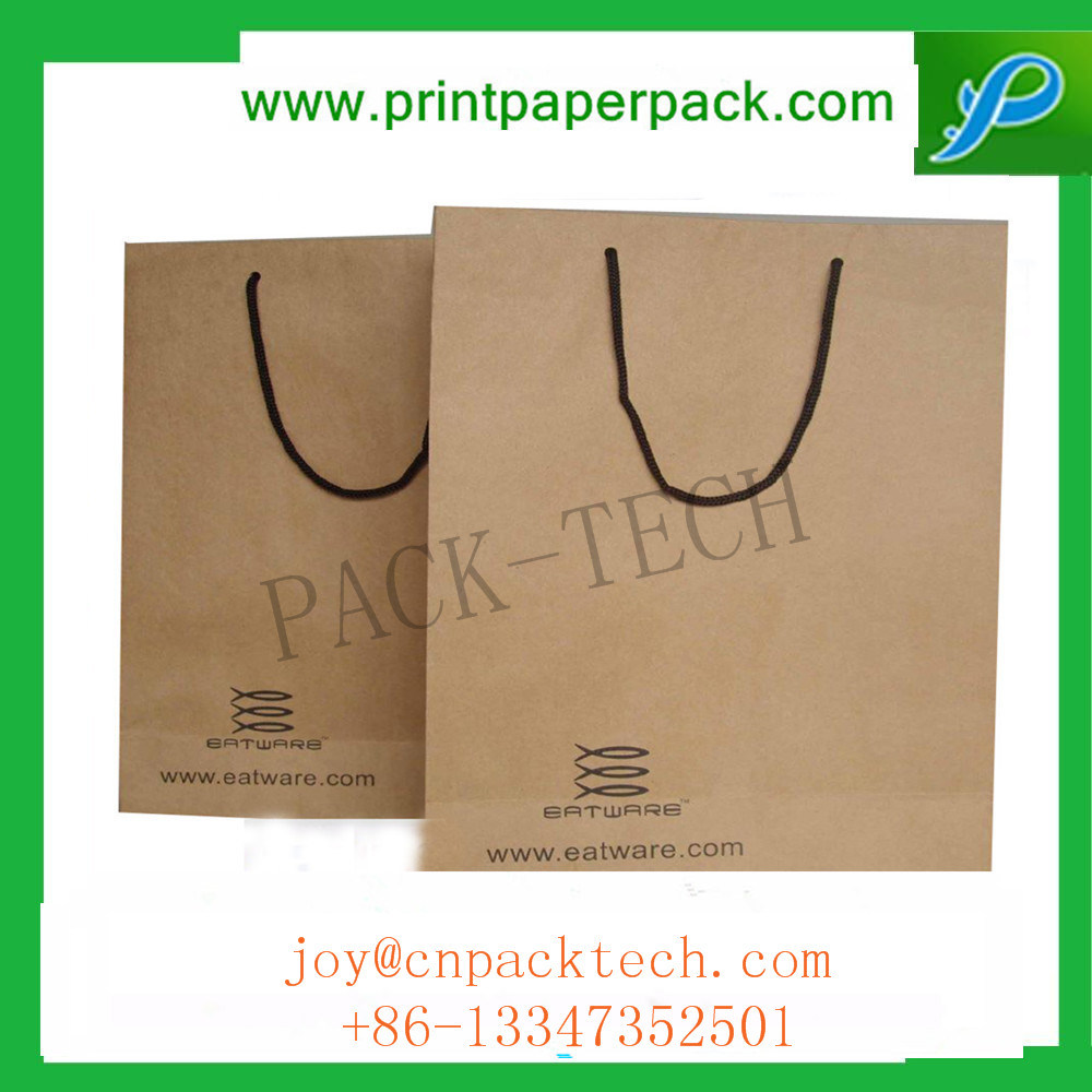 Recycle Eco Friendly Fashion Carrier Customized Kraft Paper Bag with Long Handle