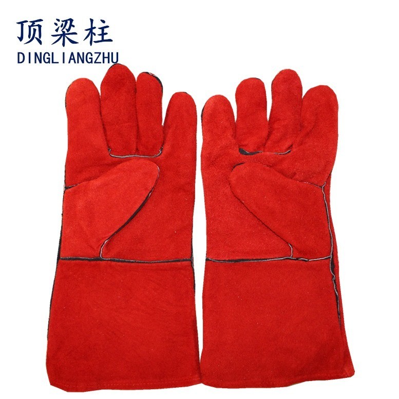14 Inch Red Safety Work Leather Welding Gloves in China