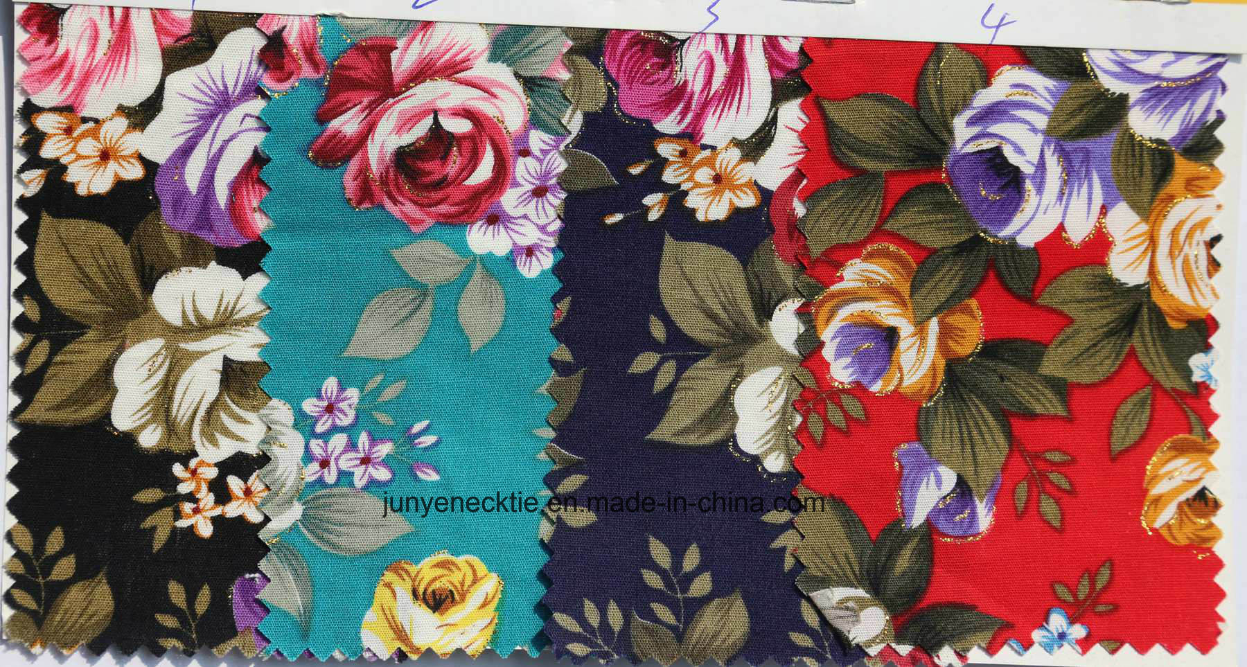 New Design Flower with Gold Border Cotton Printing Fabric Tie