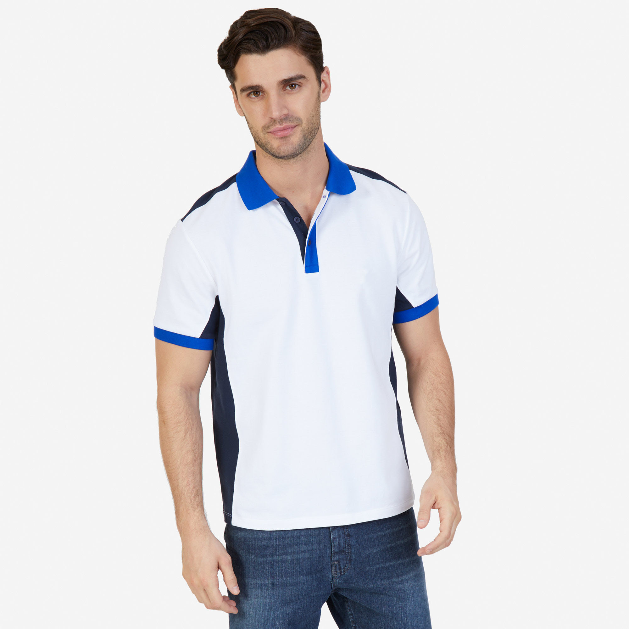 White Classic Fit Heritage Color Block Polo Shirt