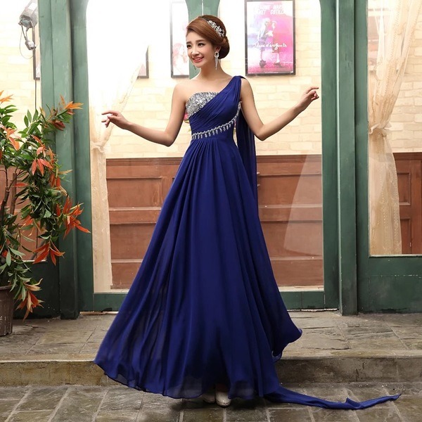 Chiffon Bridesmaid Formal Gown Jeweled Prom Evening Dresses E13907
