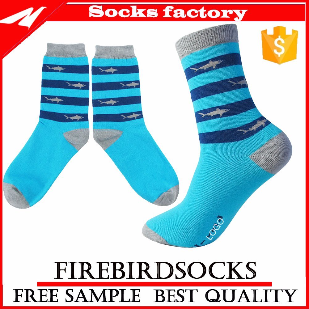 Blue Stripe Patterned Dress Socks Custom