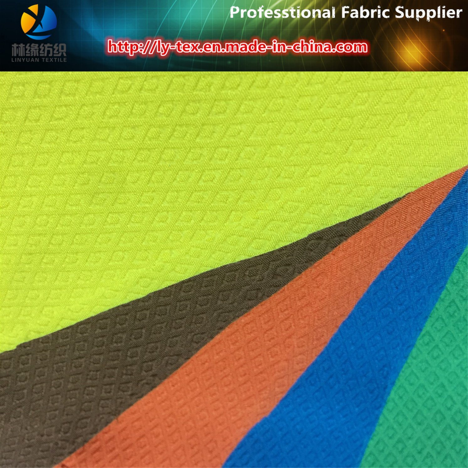 Polyester 2 Ways Stretch/Spandex Jacquard Fabric in Diamond for Mountaineering Suit