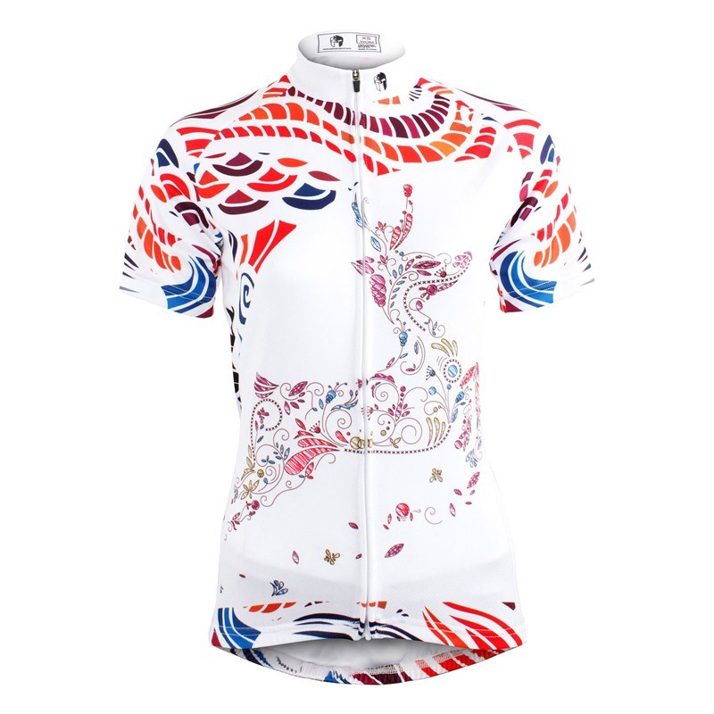 Lucky Deer Patterned Short Sleeve Cycling Shirts Women's Jerseys Breathable Row of Han Sport Outdoor White