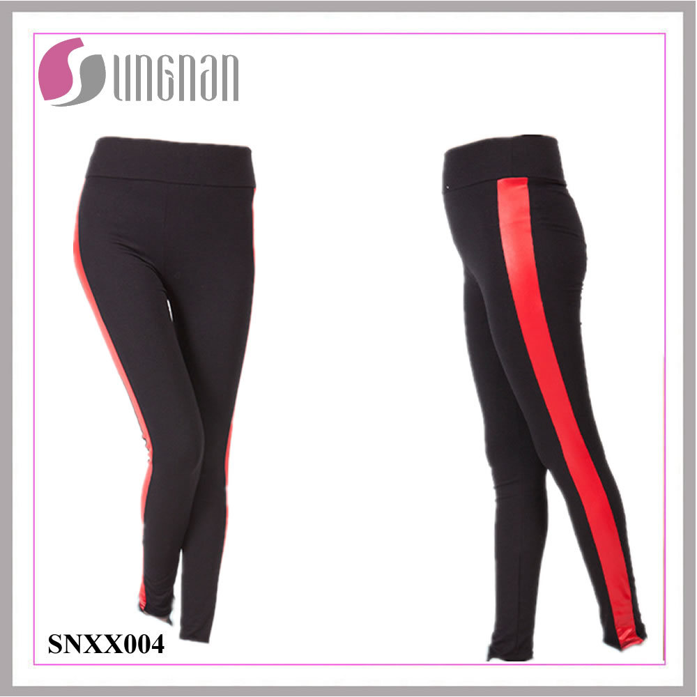 Ladies Striped Polyester Pants Stitching Sexy Yoga Fitness Leggings