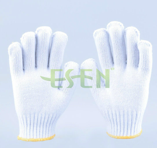 2017 Hot Selling Cotton Gloves 350-900g, Safety Work Glove with Yellow Edge