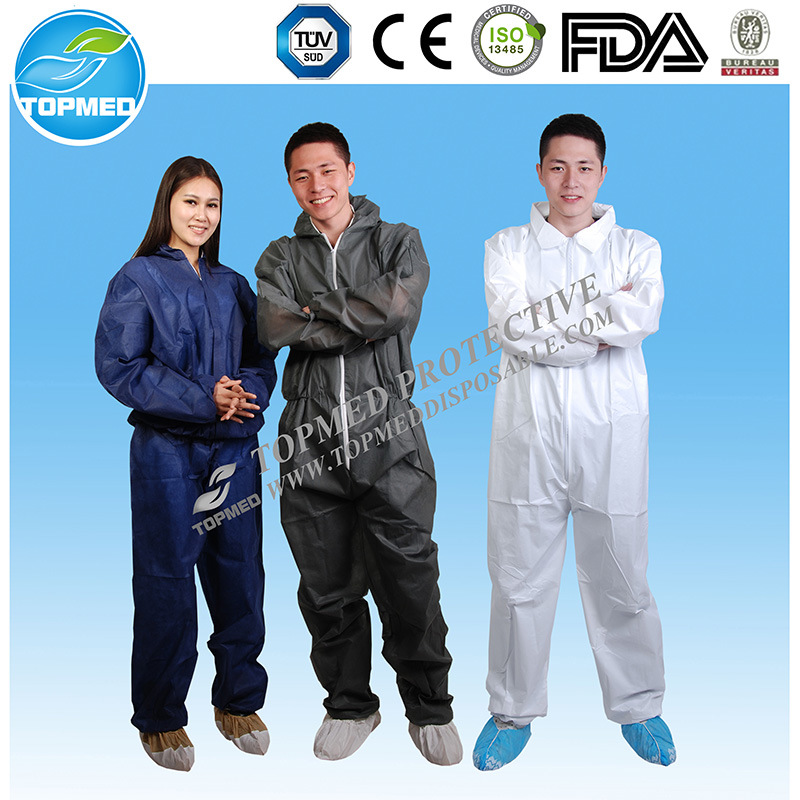 Disposable Nonwoven PP+PE / SMS / PP Mf Protective Coverall