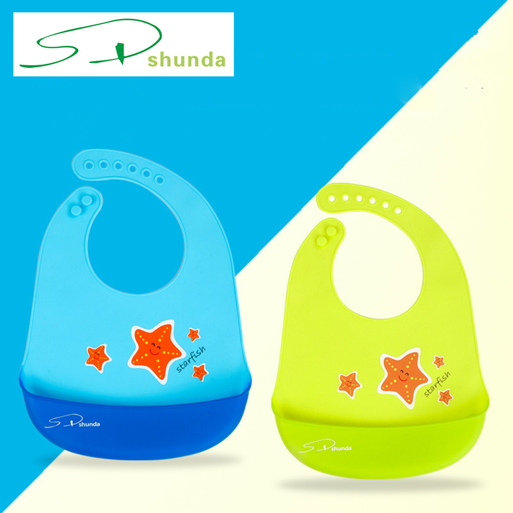 BSCI Manufacturer Baby Wear Products Organic FDA/LFGB Silicone Baby Bib with Crumble Catcher