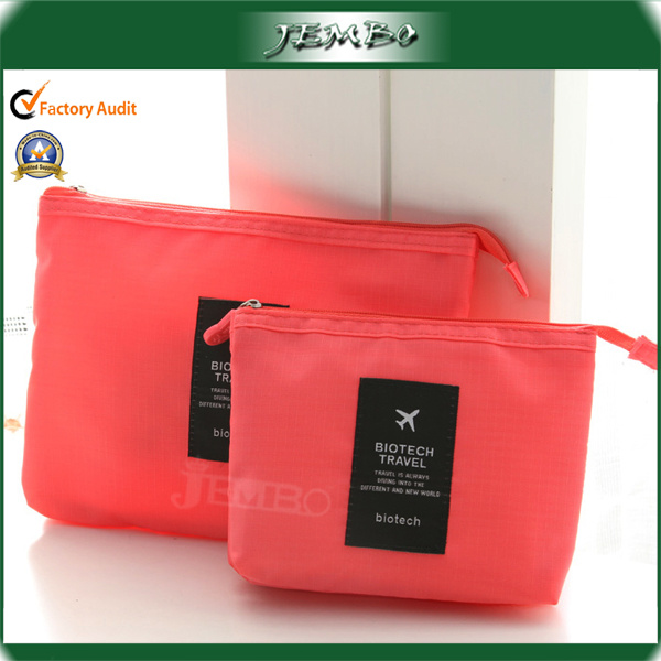 Outdoor Printed Polyester Travel Wash Cosmetic Bag with Zipper