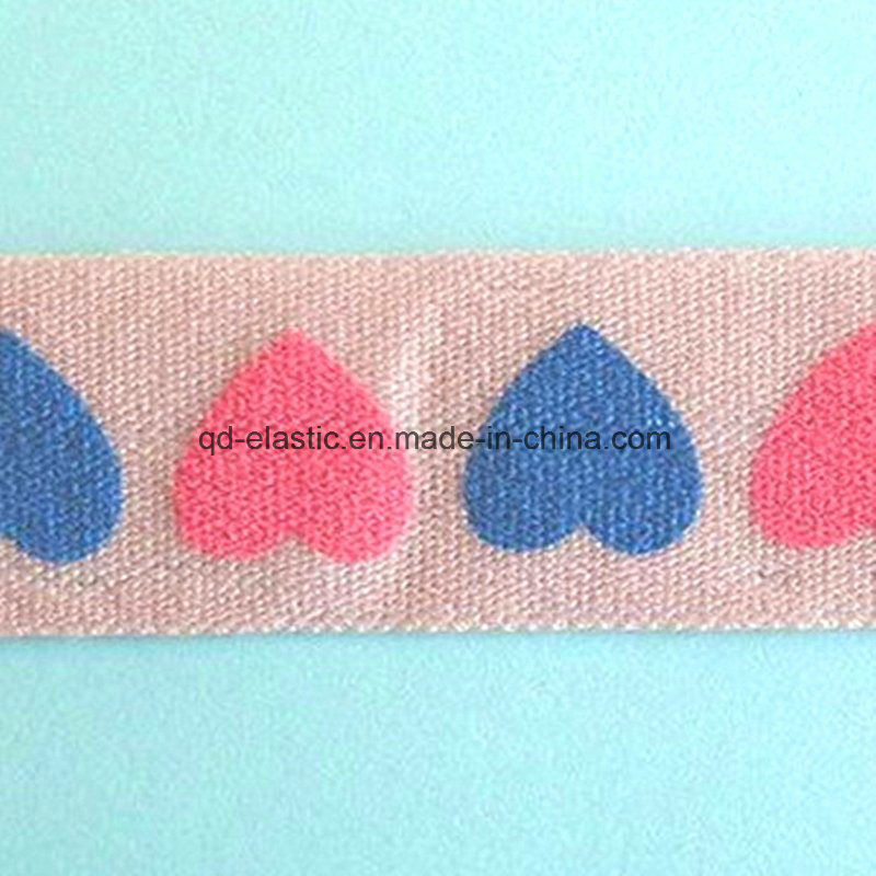 Color Heart Print Soft Matte Binding Elastic for Lingerie Underwear