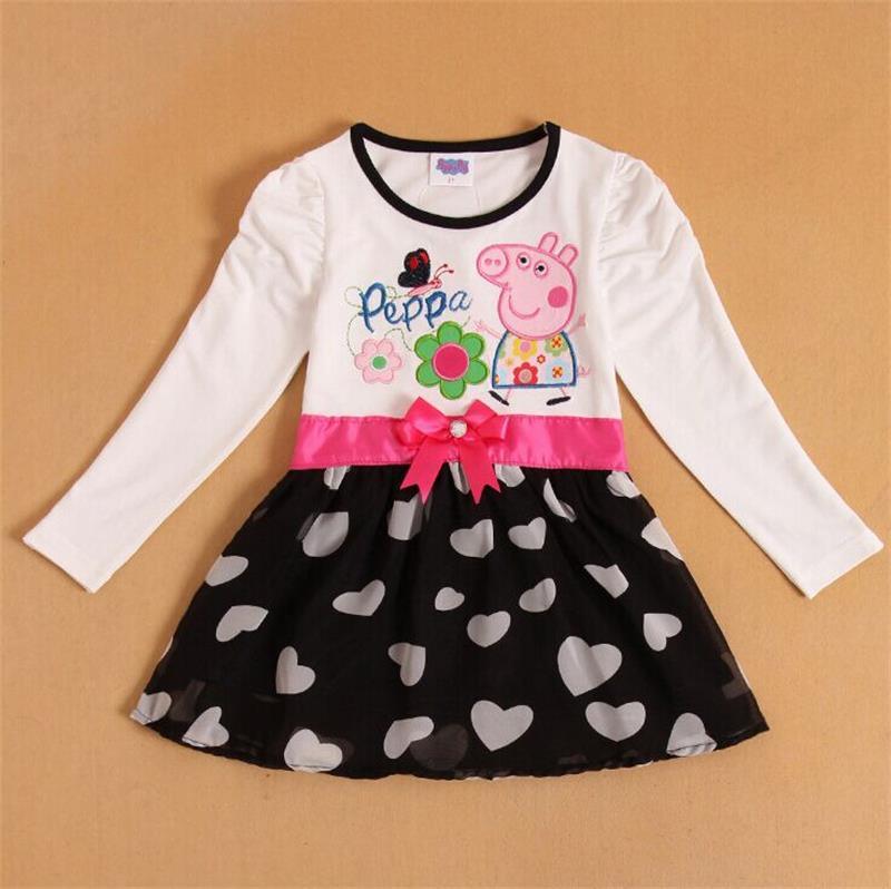 Girls Lovely Heart Printing Long Sleeved Butterfly Belt Lace Dress/Bowlot Lovely Fashion Dress for Girls Kd1622